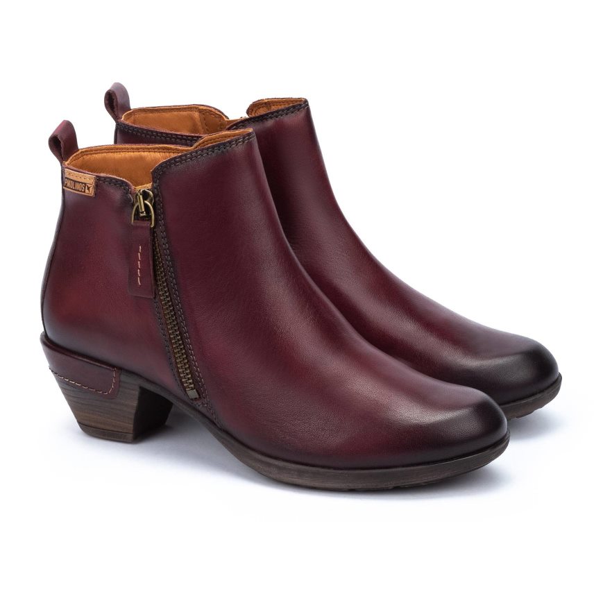 Women's Pikolinos ROTTERDAM Ankle Boots Dark Red | NZ W9230Q8